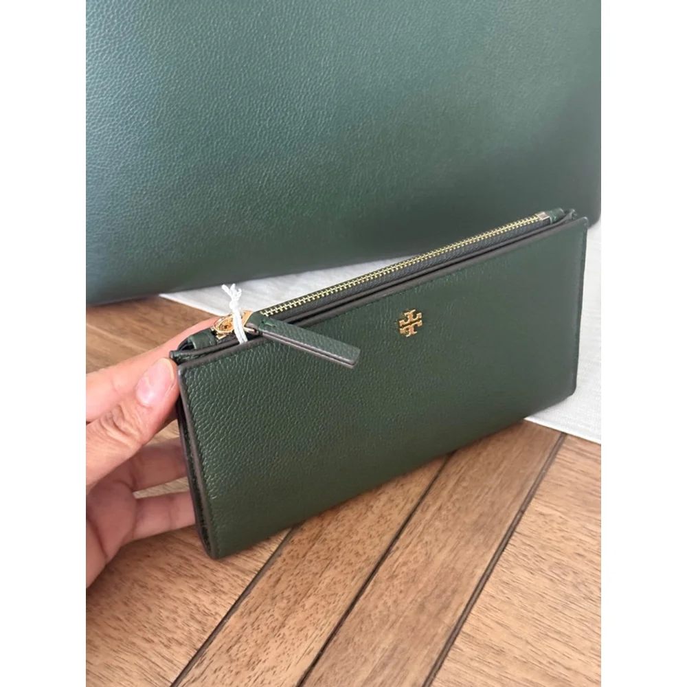 New Tory Burch Blake slim wallet in basil color
